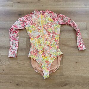 J. Crew Women's Floral One Piece - Pink, Orange, Yellow